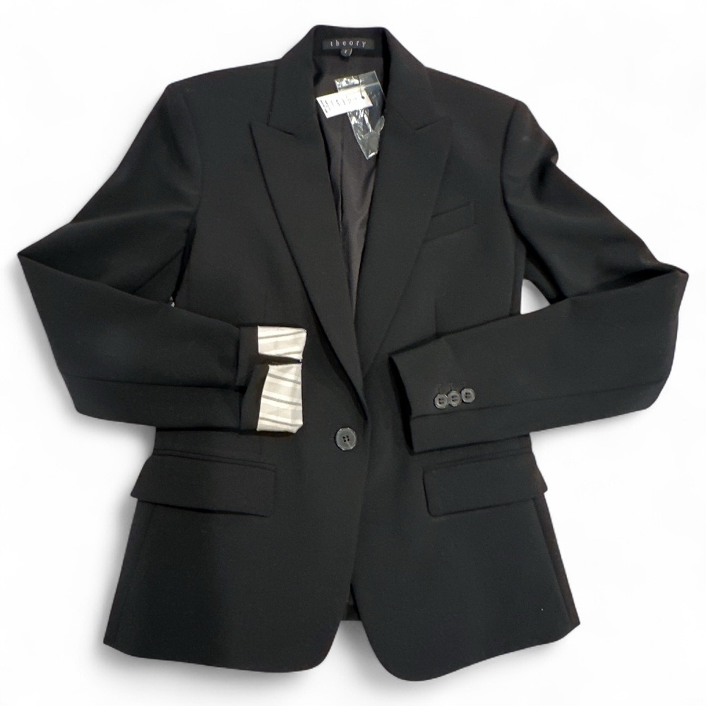 Theory Gabe B2 Urban Black Wool Blend Blazer Size 2 Nwt